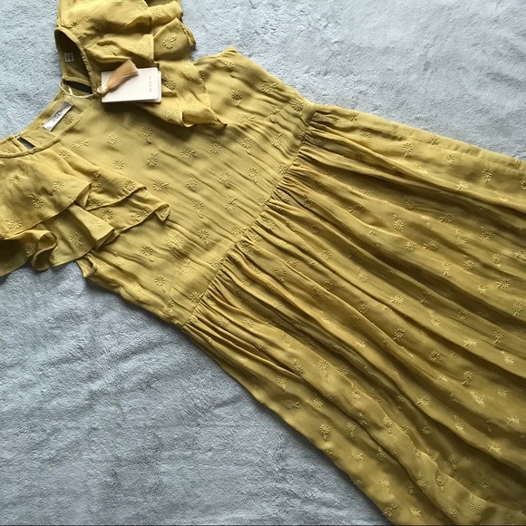 Doen Dresses & Skirts - NWT Doen Flora Maxi Sheer Ruffle Dress Ginger Sz M